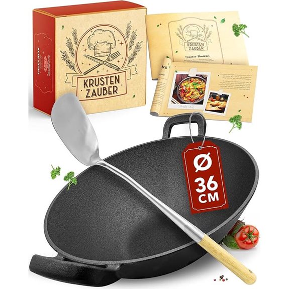 Krustenzauber 36cm Gusseisen-Wok für Induktion Pfanne